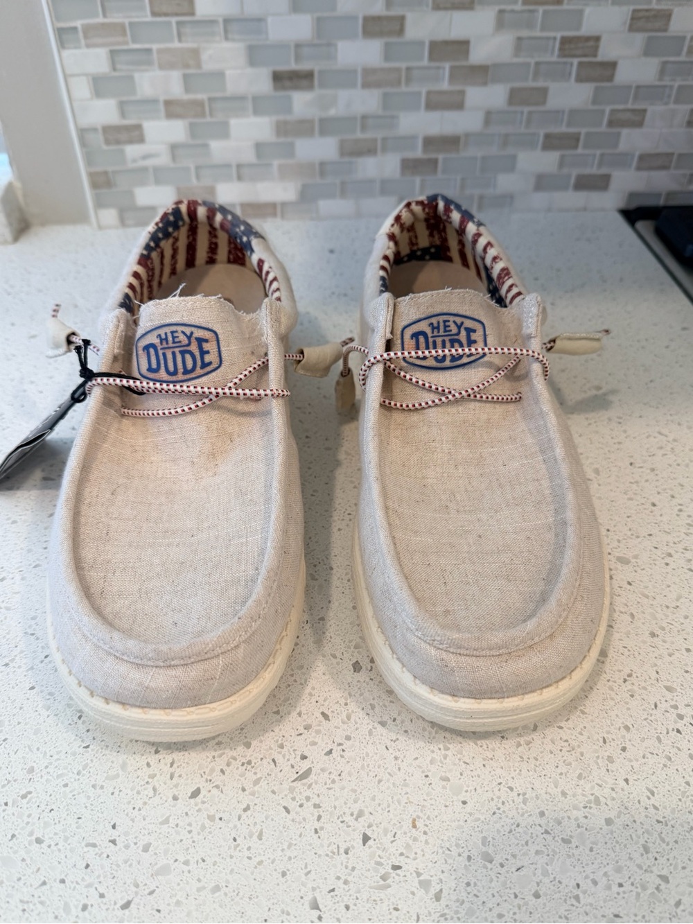 Hey Dude- Wally Patriotic Canvas Slip-Ons -New